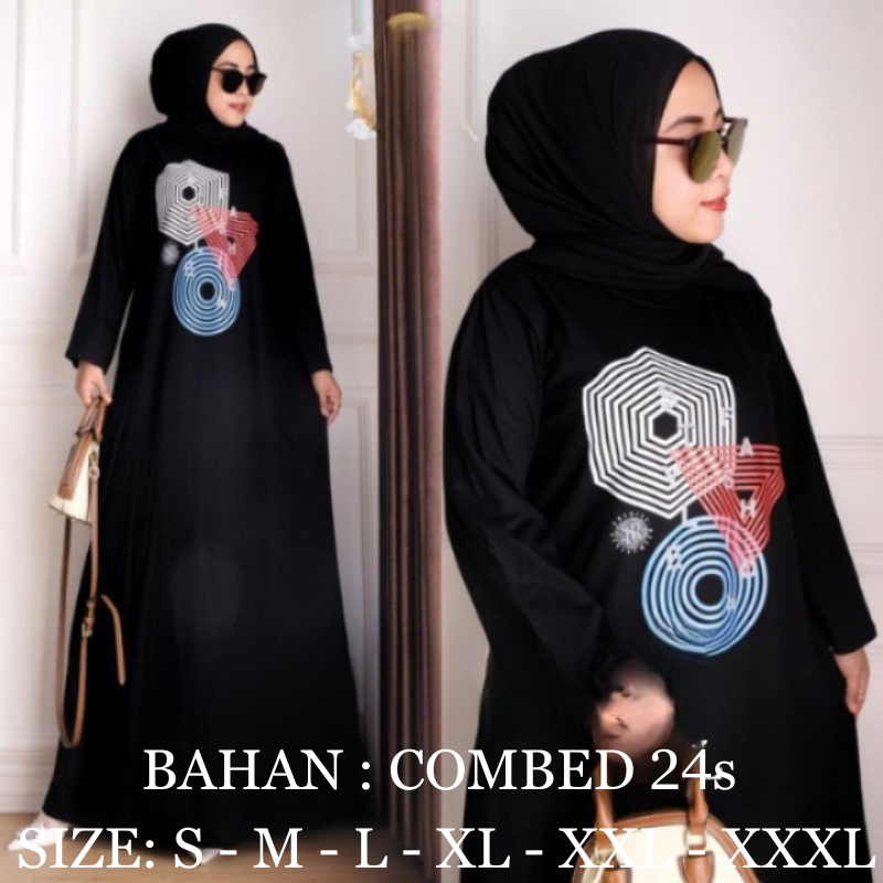 Baju Gamis Wanita Donini Maxy Dress BO Kaos Katun Combed 24S S M L XL XXL XXXL Baju Gamis Kaos Wanit