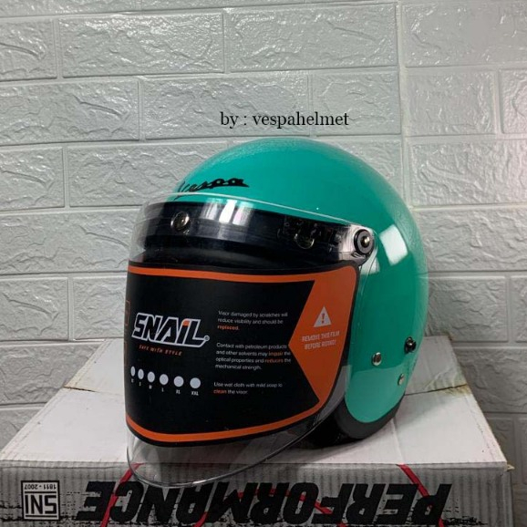 Helm Vespa Green Relax + Kaca Snail