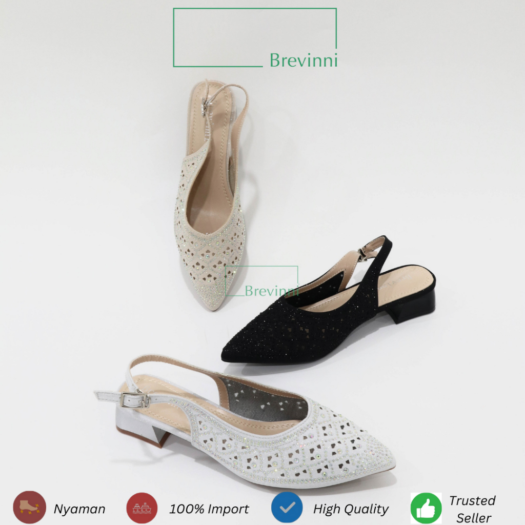 BREVINNI Becca Block Heels Slingback || Sepatu Tapak Block Pesta Tali Belakang || heels pesta || hee
