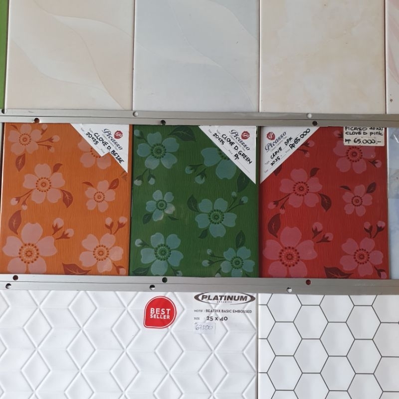 keramik dinding kamar mandi tidur dapur PICASSO 20x25 CLOVE bunga