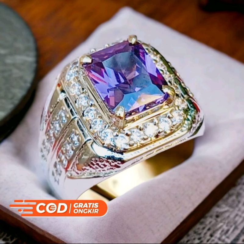 CINCIN BATU KECUBUNG KOTAK FULL CUTTING ASLI BERKILAU