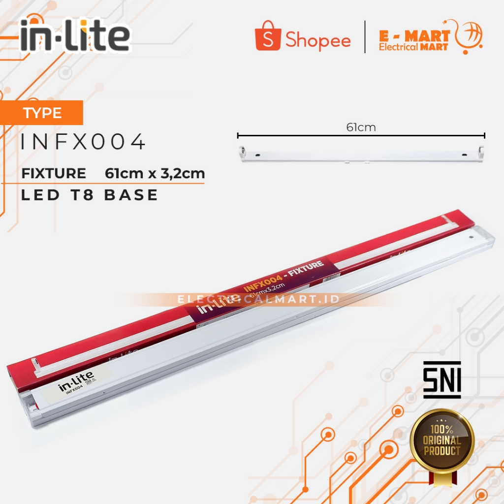 Kap Rumah Lampu TL T8 LED 60cm INLITE IN-LITE