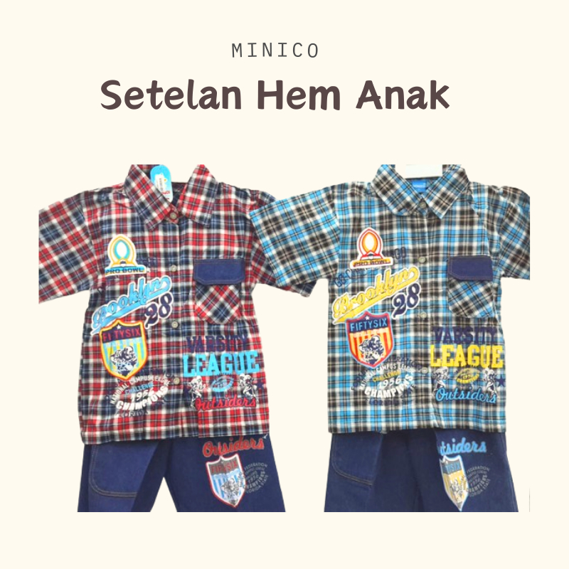 Setelan Kemeja Anak Laki-Laki Usia 1-12th / Hem Anak Cowok / Baju Anak Lengan Pendek