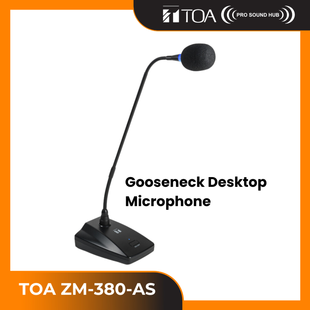 TOA ZM-380-AS ZM380AS ZM380 Mic Mimbar Podium Meja Pidato Gooseneck Condenser Microphone Phantom