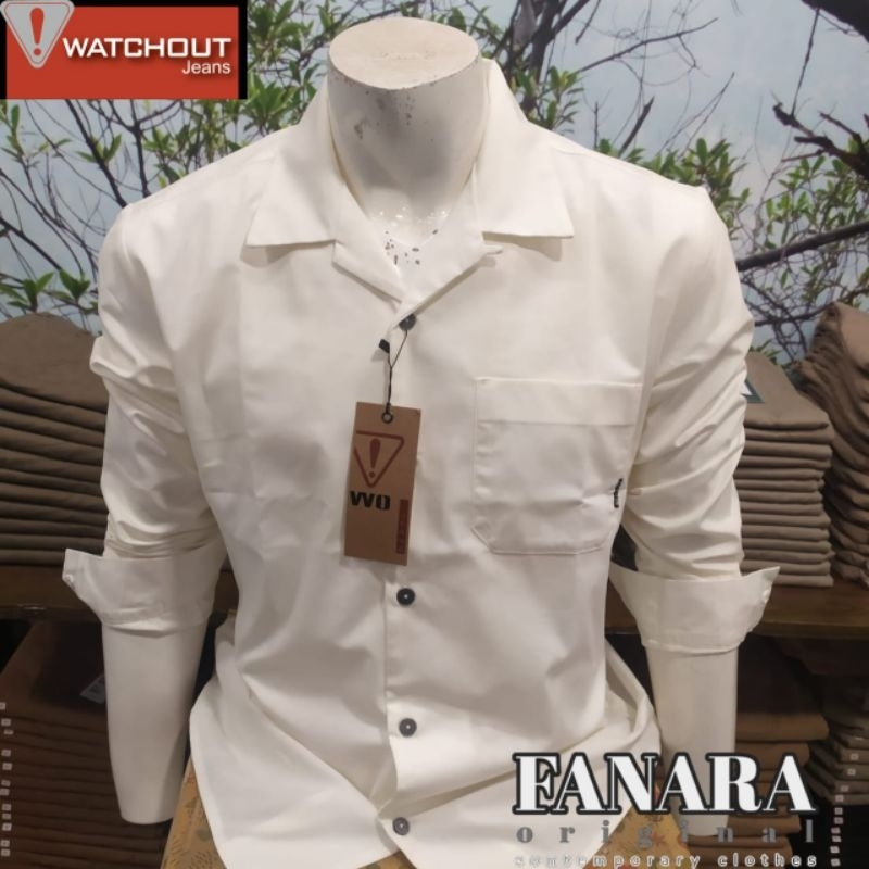 kemeja pria WATCHOUT JEANS putih JS303000002 lengan panjang polos