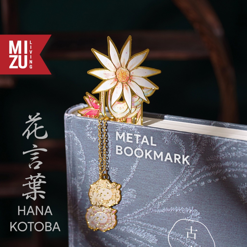 

MIZU HANAKOTOBA Flower Metal Bookmark Penanda Buku Bunga