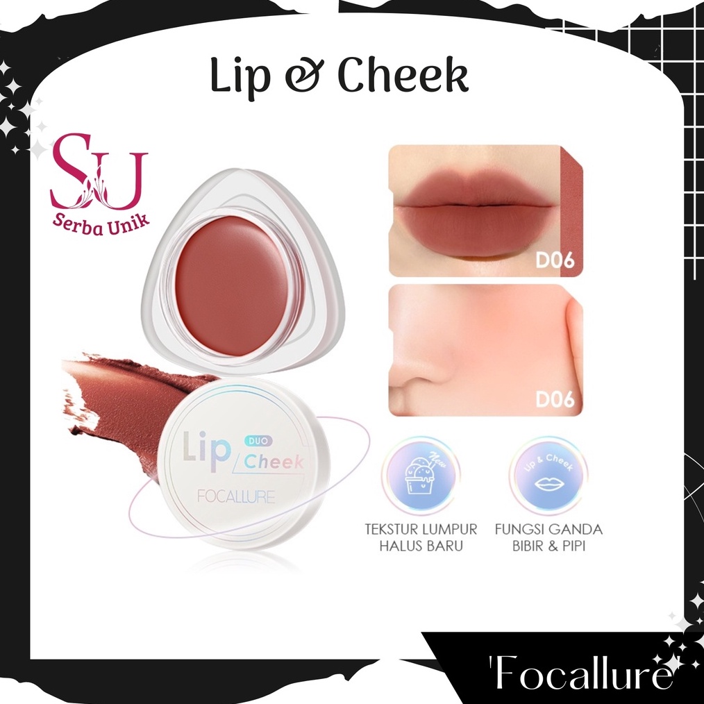 ART Q35N Focallure Creamy Lip  Cheek Duo  Dual Use Lip Mud Lip Clay  Velvet Hazy Matte Cheek