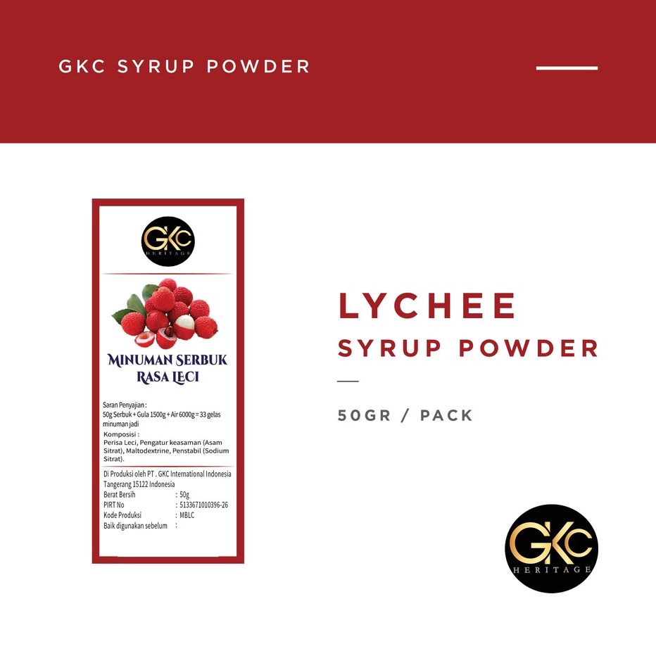 

V44859 Bubuk Sirup Lychee Leci Powder Syrup Serbuk Minuman Powder Drink GKC Heritage sudah HALAL 5 gram