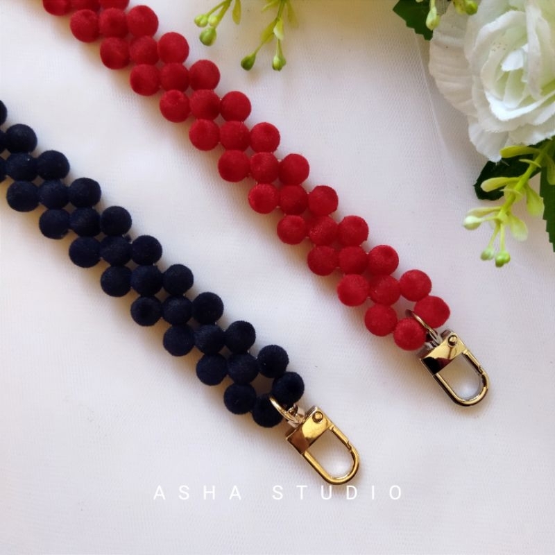 Velvet Beads Strap Bag / strap tas manik-manik beludru
