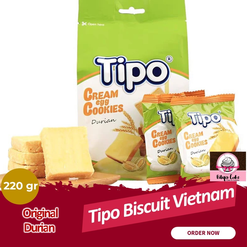 

Tipo Biscuit Vietnam Durian and Cream Egg isi 24 pcs 220 gram