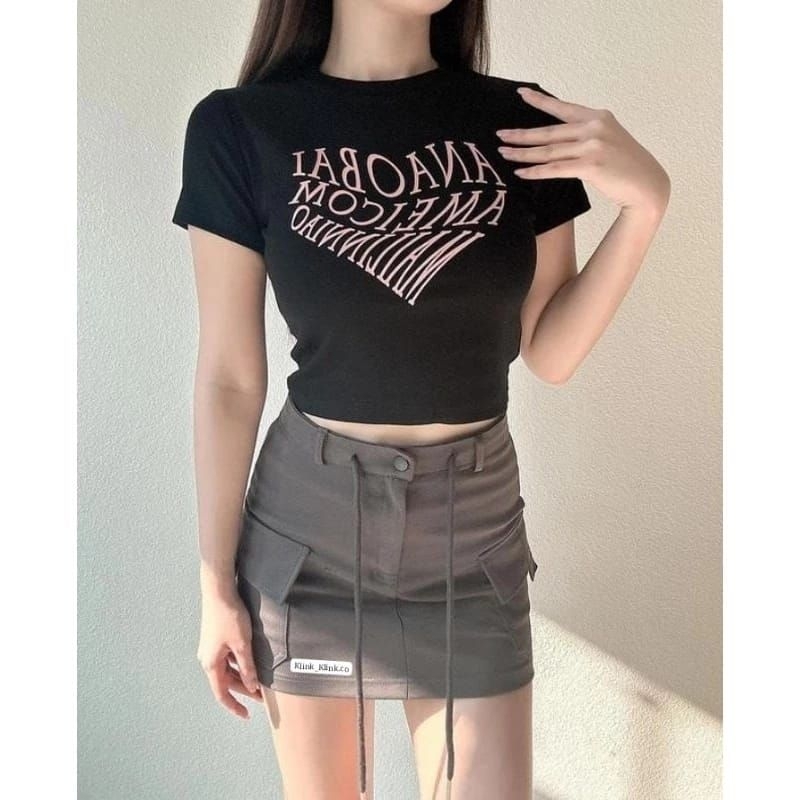 Rok pendek cargo / Rok  A line katun stret cargo/Rok wanita katun cargo stret/Rok mini wanita cargo/