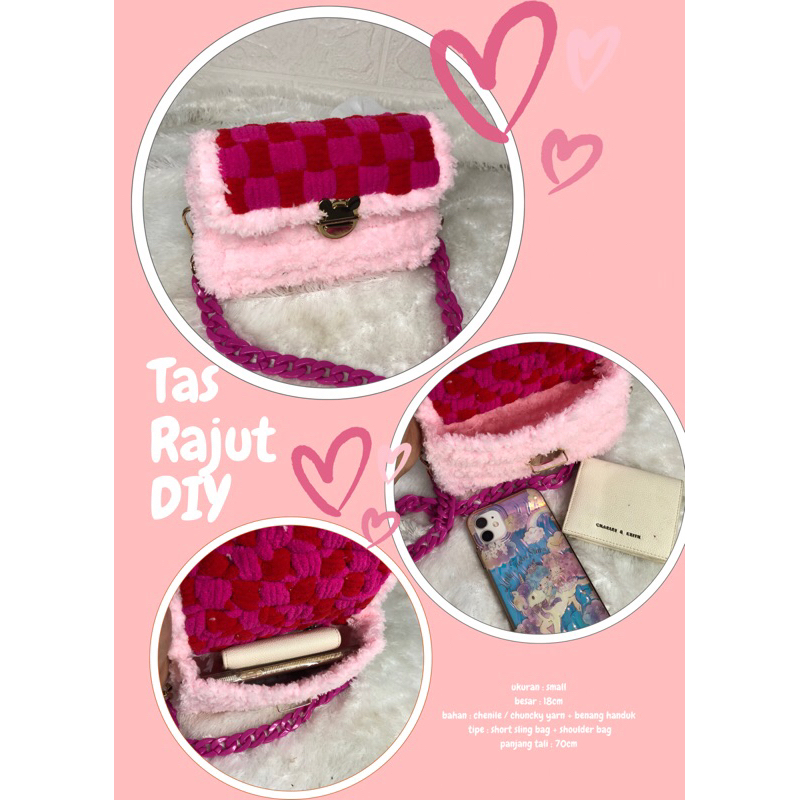 Tas DIY rajut pink