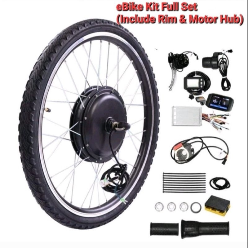E Bike Kit 36V Motor 350 watt / 48V 500watt Paket Set lengkap Konversi Sepeda Listrik