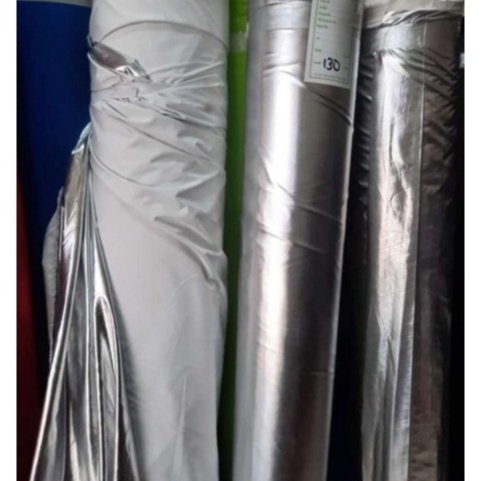 Semuanya baru kain parasut Korea bahan Despo kain impor silver metalik glossy