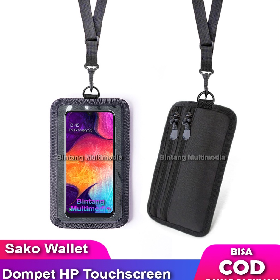 Top banget Sako Wallet Dompet HP Gantung Touchscreen Tas Kalung Leher Gantungan Handphone Kartu Laya