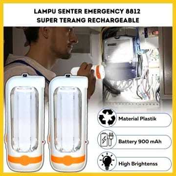 lampu Dan Senter LED Cas Lampu Senter Emergancy 8812 Charger Lampu Darurat