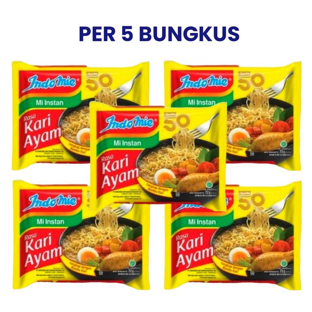 

Indomie Kari ayam per 5 pcs,makanan lezat dan bergizi