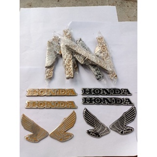 emblem tangki cb100 almunium/hitam dan gold/logo tangki cb100