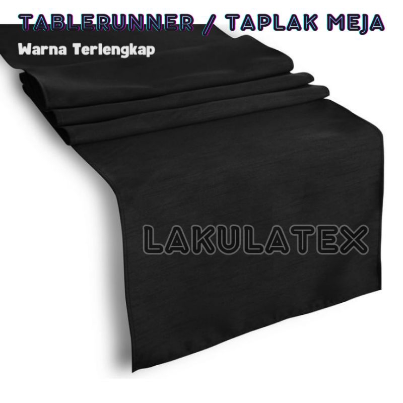 Lakulatex - Taplak Meja Table Runner Bahan Suede Premium Warna Hitam - Dekorasi Runner Black