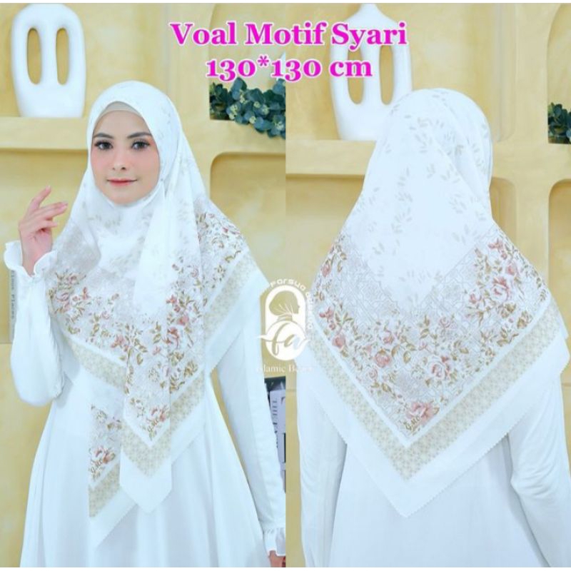Kerudung Voal motif Denay Lc  jumbo ukuran 130 x 130 By Adeva