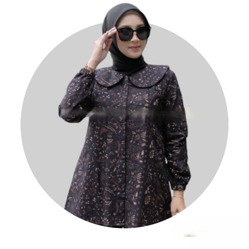 Senopati Pakain Baju Batik Kerja Wanita Motif Elegan Hitam Terbaru Modern