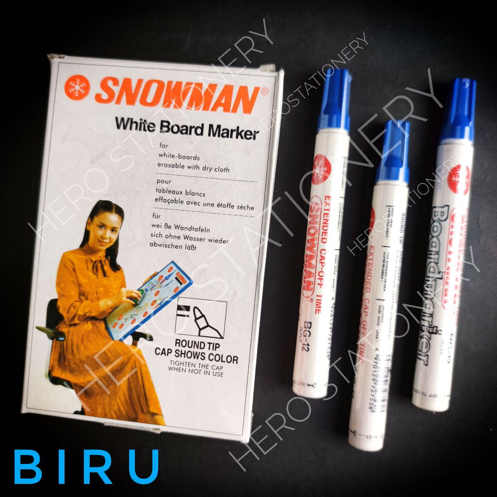 

Snowman spidol whiteboard marker tinta biru blue BG-12