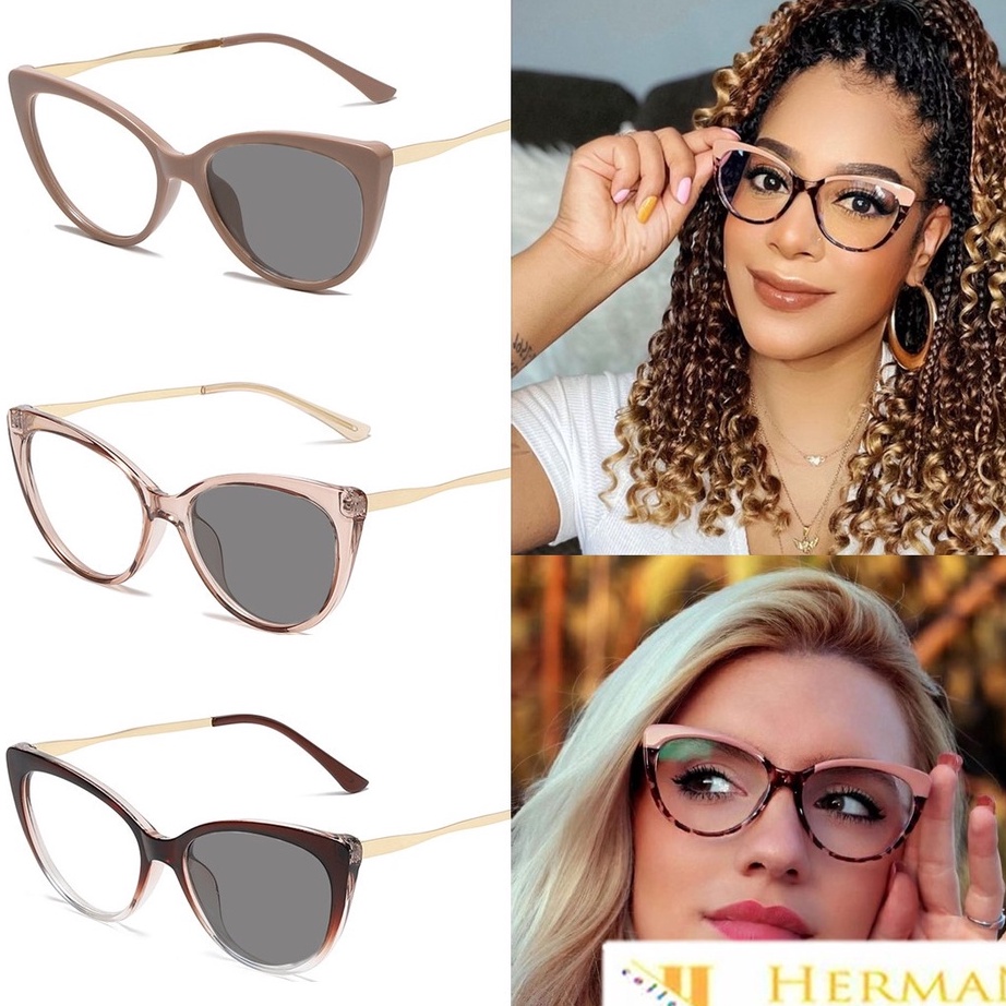 Ready Stok HC Kacamata Photochromic 6617 Kacamata Anti Radiasi Kacamata Cat Eye Retro Bingkai Plasti
