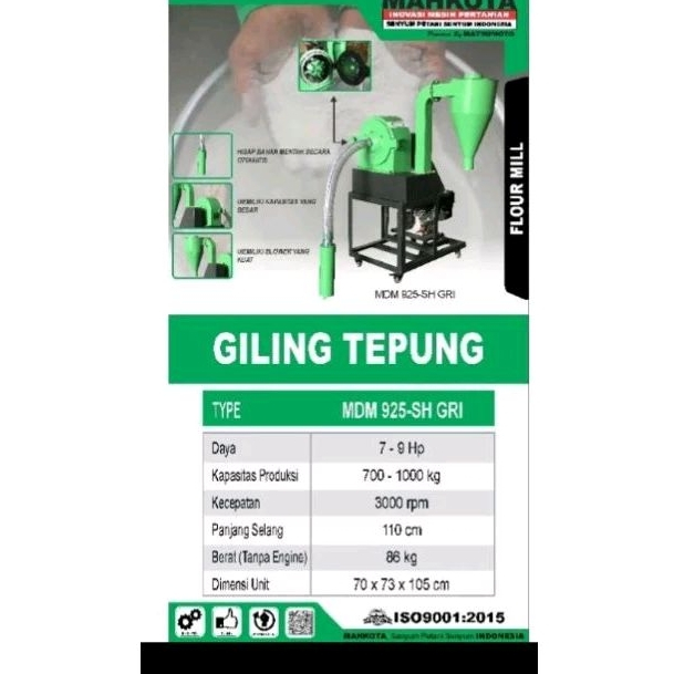 Mesin Penepung Disk Mill Mahkota mdm 9-25 SH GRI