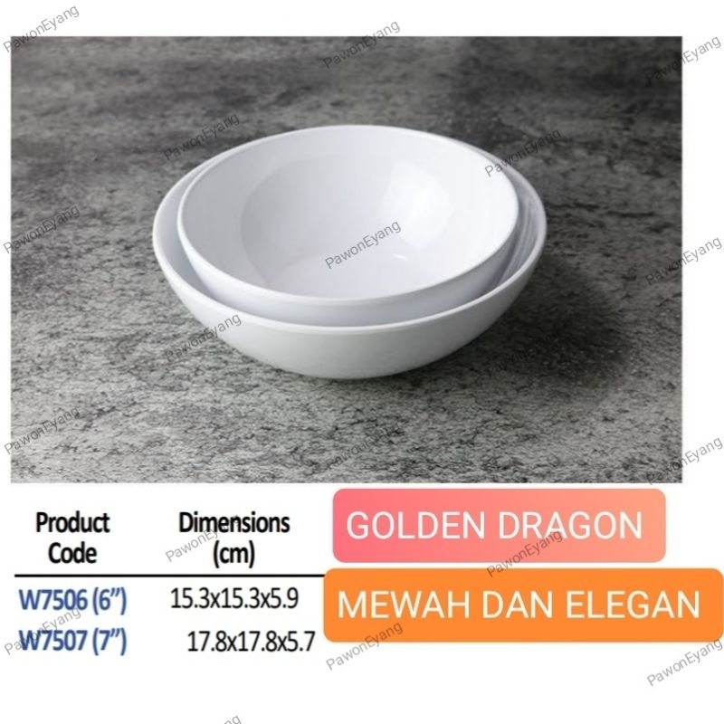 Grosir Melamin Mangkok Salad 7 Inch Horeka Golden Dragon