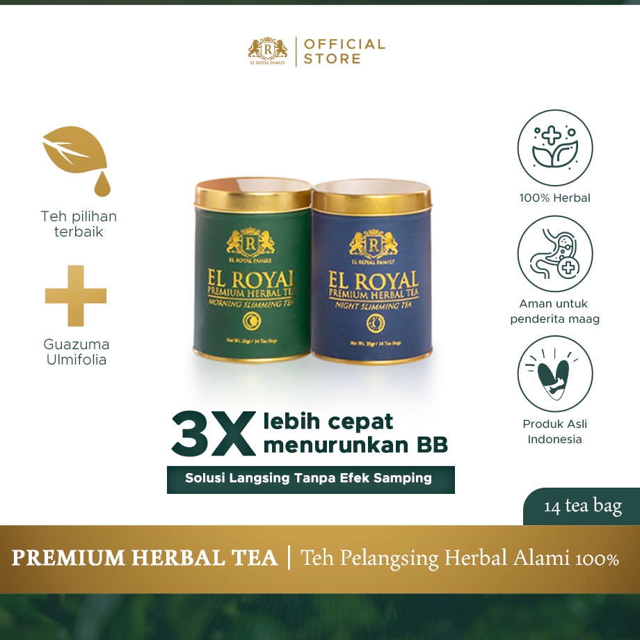 

MEGA SALE El Royal Premium Herbal Tea 1 Paket 1 Morning Slimming Tea 1 Night Slimming Tea 3 X Lebih Cepat Menurunkan BB Solusi Langsing Tanpa Efek Samping