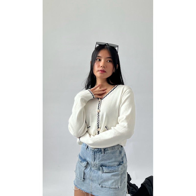 Yoora Classy Knit Long Sleeve (kancing mati) / Sweater Rajut / Sweater Korea