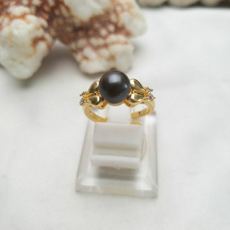 CINCIN MUTIARA LOMBOK AIR LAUT GRADE C HITAM TAHITIAN