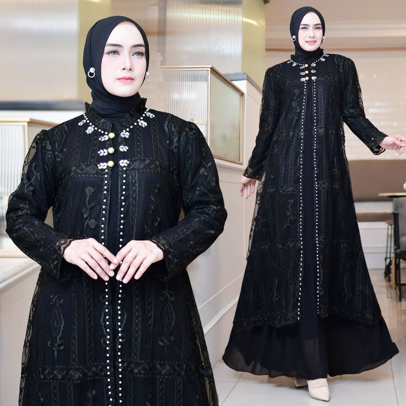 GAMIS CERUTY KOMBINASI OUTER TILE DENGAN PAYET SAMPAI UJUNG OUTER