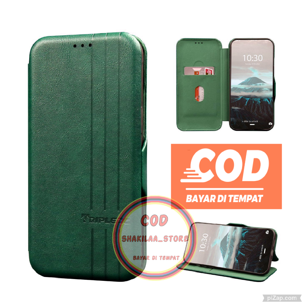 Case HP REALME C21  Magnet Motiv Garis Sarung Hp Buka Tutup