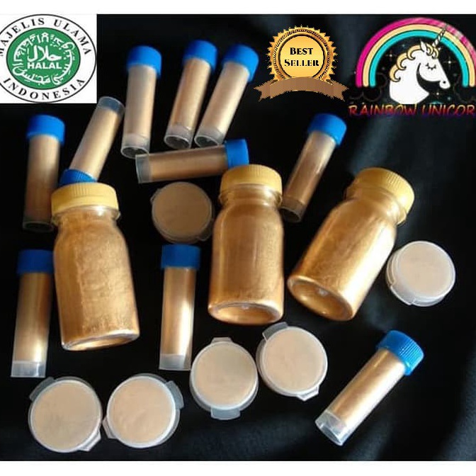 

MURAH LEBAY METALLIC GOLD 2G LUSTRE DUST EMAS EDIBLE COKLAT LUSTER CAKE DIMSUM Fondant coklat bubuk MOONCAKE