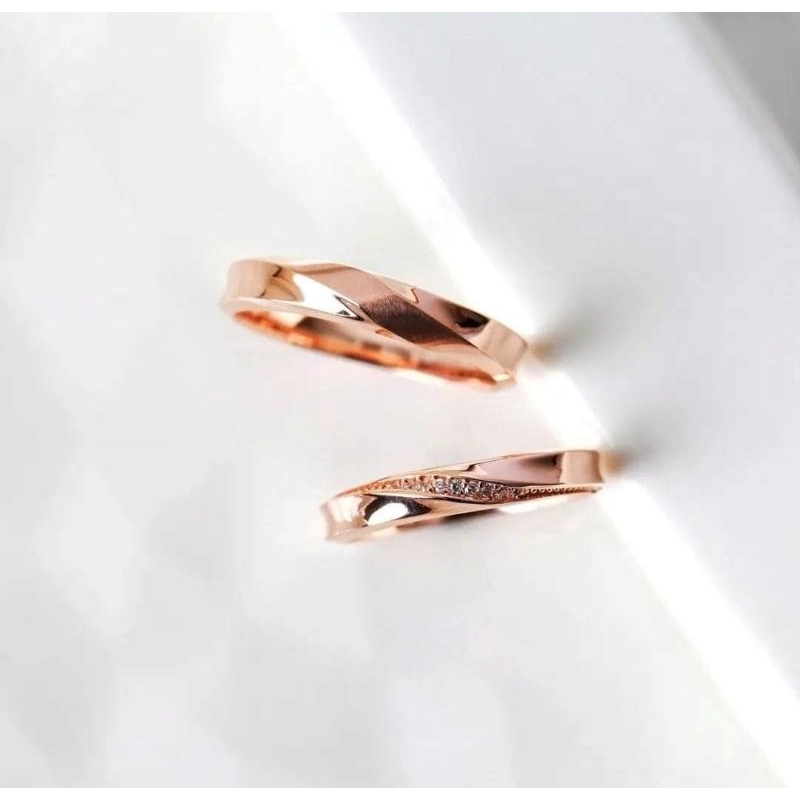 Cincin Pernikahan Lamaran Emas 18k/75% /Berlian/ Emas 18k/75% Wedding Ring Free Box Cincin & Free Uk