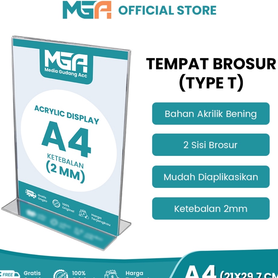 

Terbaru TEMPAT BROSUR A4 2MM PORTRAIT 2 SISI TENT HOLDER TENT CARD STAND AKRILIK