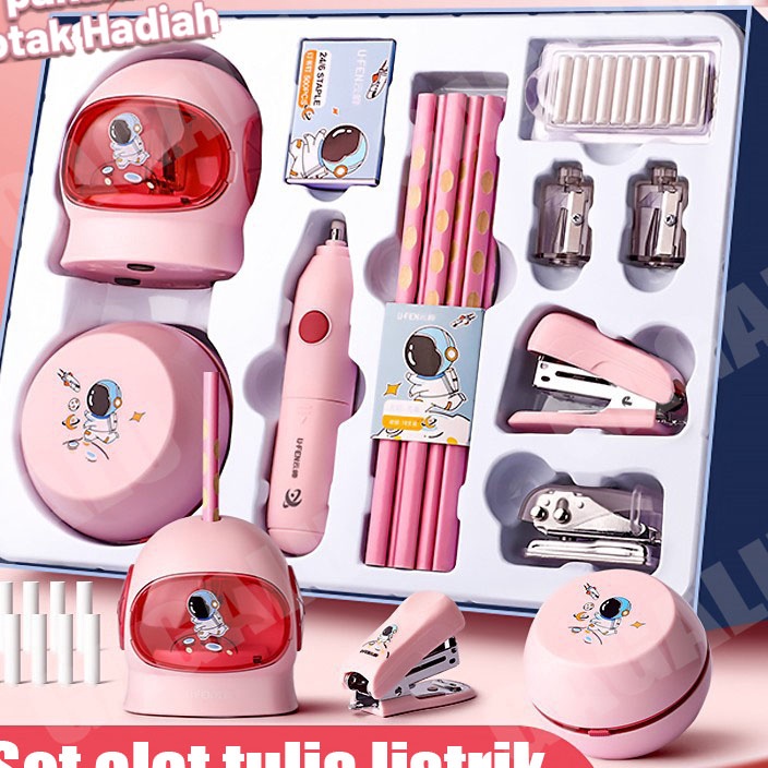 

55 COD GAGALU Electric Stationery Set Set Alat Tulis Elektrik Rautan Penghapus Vacuum Pensil 11 In 1 Anak Alat Perkakas Belajar Anak Perempuan Kado