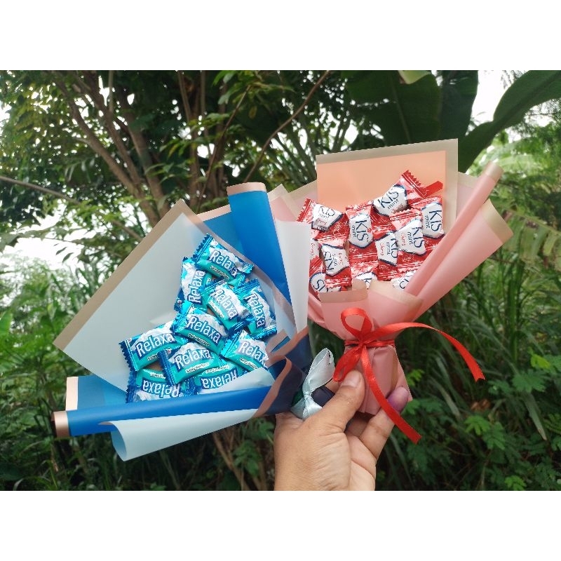 Buket permen mini/ buket love mini/ buket isi 5 permen/ buket THR/ buket ulang tahun/ buket imut/ bu