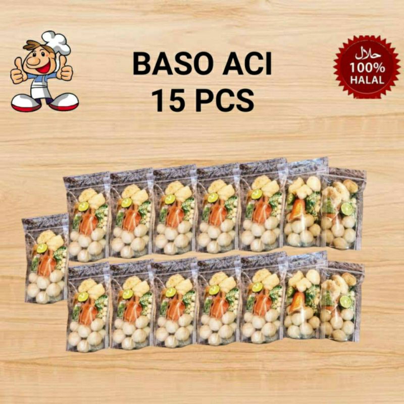 

Paket Baso Aci instan Isi 15 pcs plus gratis basreng 1pcs/ Promo Bakso Aci Paket 15 Pcs