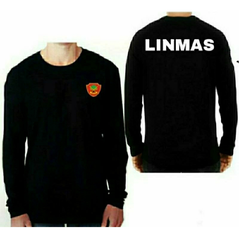 kaos linmas tangan panjang / kaos linmas sablon depan belakang