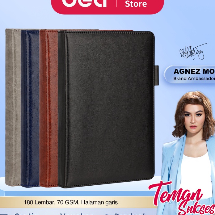 

FSASH SALE Deli Leather Cover Notebook Buku Catatan Sampul Kulit A5 18 Lembar Desain Elegan 22298