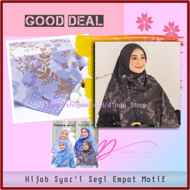 Jilbab Syar'i Segi Empat Kerudung Motif Hijab Oskara Voal Fashion Muslim Wanita Banjarmasin Lasercut