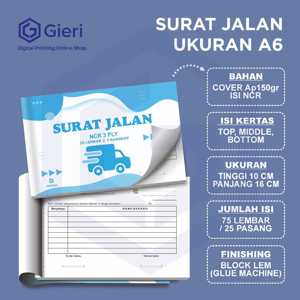 

Gieri - SURAT JALAN 3 PLY / NOTA SURAT JALAN / A6 / A5