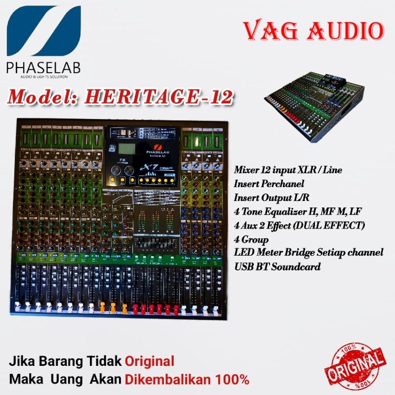 MIXER PHASELAB HERITAGE 12 MIXER 12 CHANNEL ORIGINAL PHASELAB