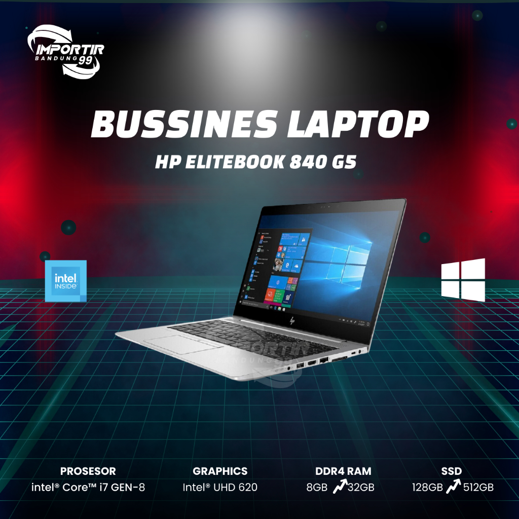 Laptop Hp Elitebook 840 G5 Core i7 Gen 8 Ram 8GB SSD 256GB Murah Bergaransi Like New