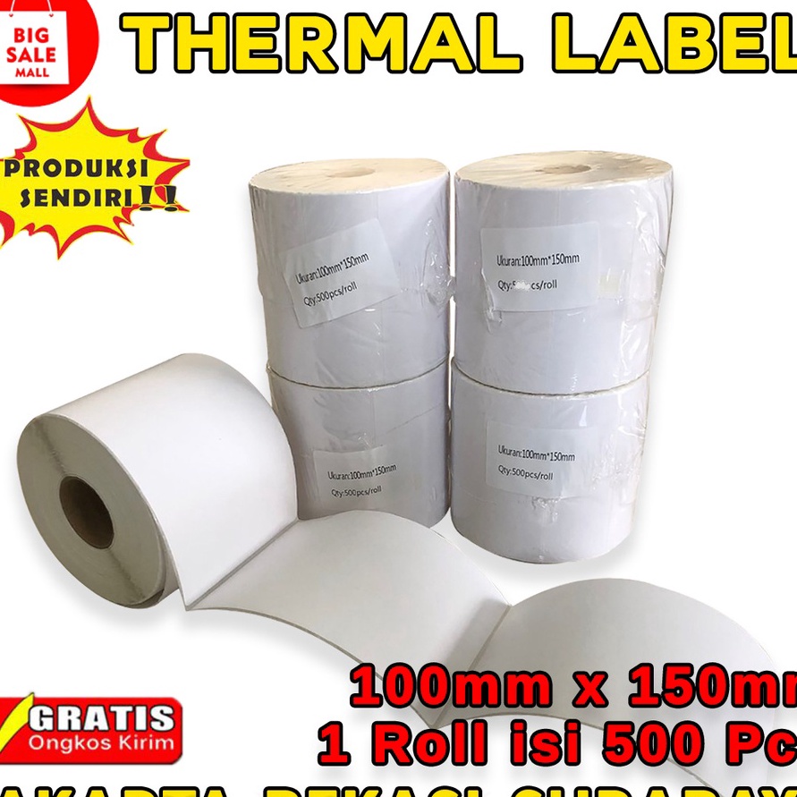 

Terlaris Kertas Thermail Stiker Thermal 1x15 isi 5 25 lembar Label Thermal barcode Kertas EDCprinter mini bluetooth
