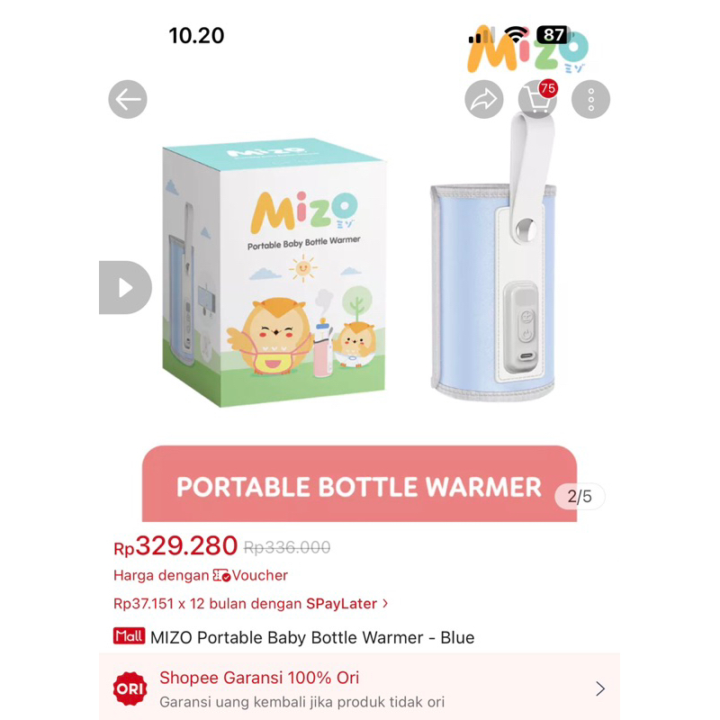 Preloved MIZO Portable Baby Bottle Warmer - Blue