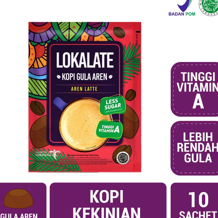 

V44859 Lokalate Kopi Gula Aren 1 Sachet Tinggi Vitamin A Lebih Rendah Gula