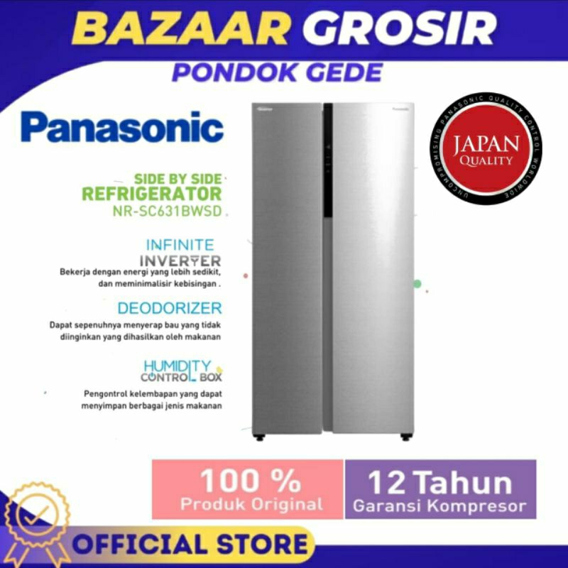 KULKAS SIDE BY SIDE PANASONIC NRSC631BWSD / NR-SC631BWSD INVERTER